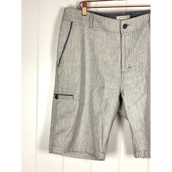 Carbon 2 Cobalt Panache Shorts Linen Blend 33" waist Light Blue Casual Cargo - Picture 3 of 5